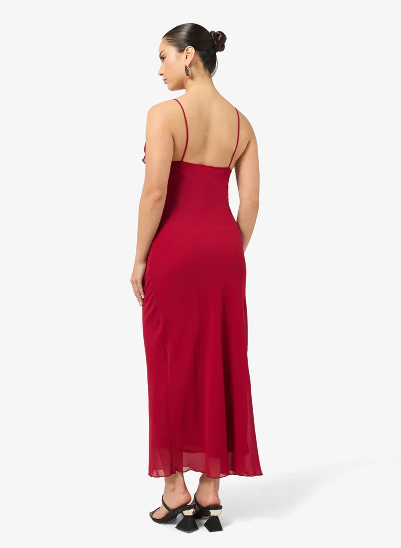 Ginger Strappy Ruffle Detail Slip Dress